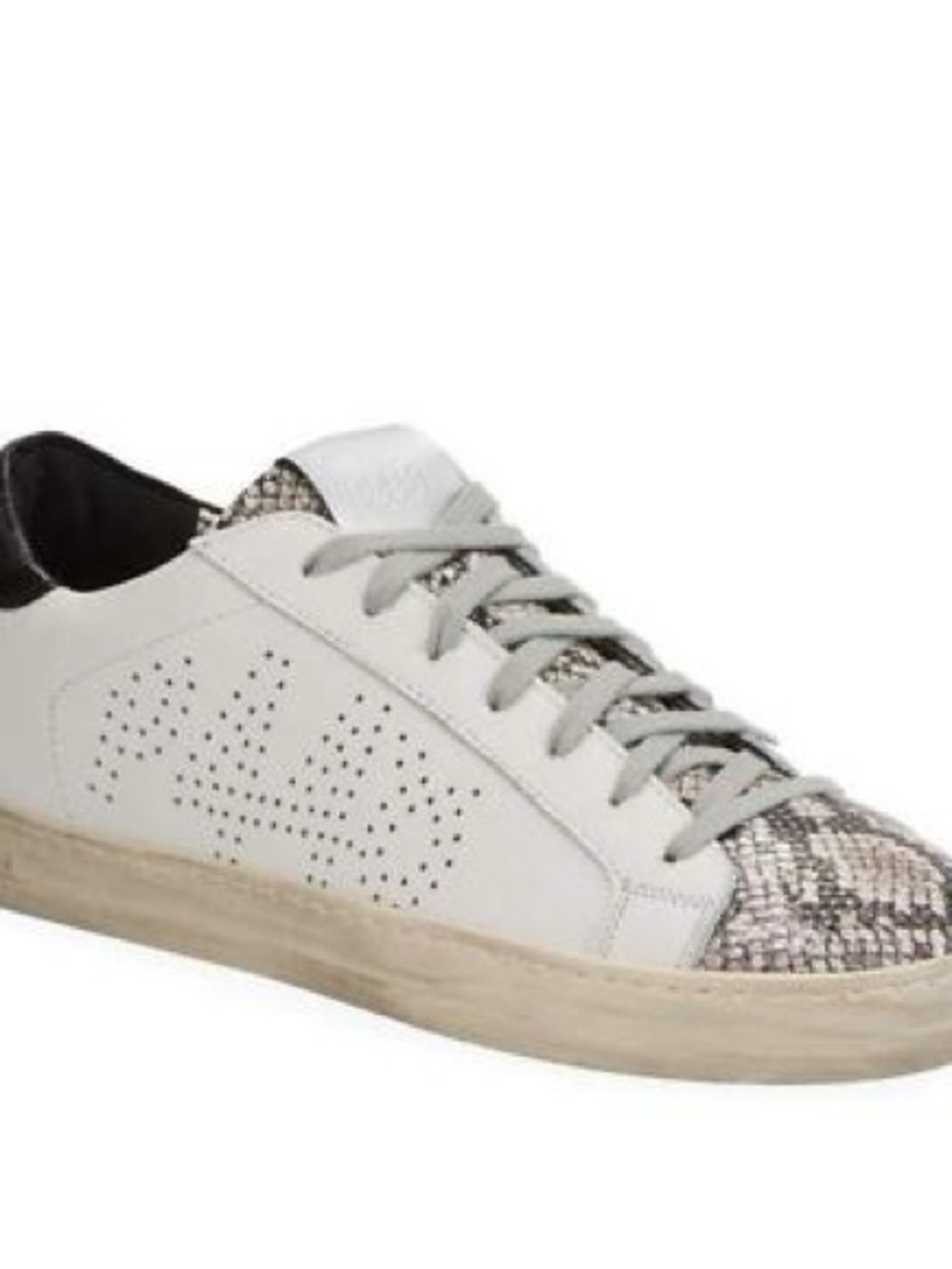 P448 Women's White Leather Sneakers with Snake-Print Toe